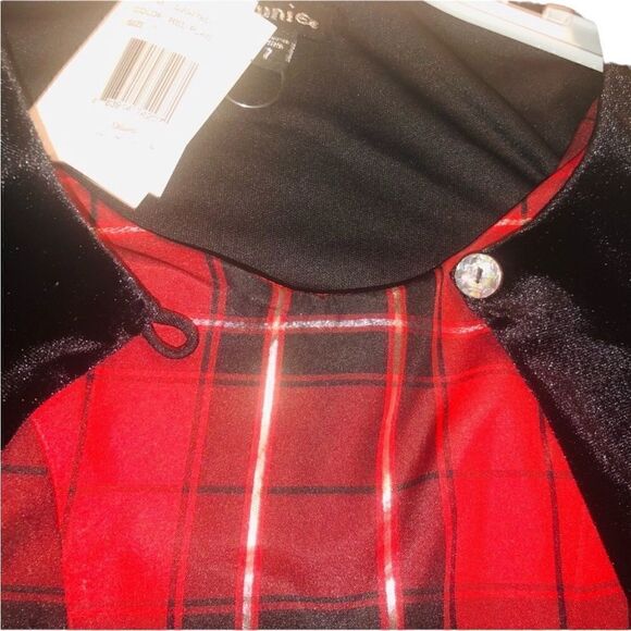 KIDS Girls Zunie Holiday 2 Piece Red Plaid Dress Bolero Black Velour Jac… - Picture 7 of 7